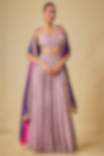 Lilac Banarasi Tissue Silk Skirt Set by Punit Balana at Pernia's Pop Up Shop