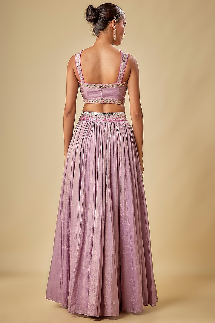 Lilac Banarasi Tissue Silk Skirt Set by Punit Balana at Pernia's Pop Up Shop