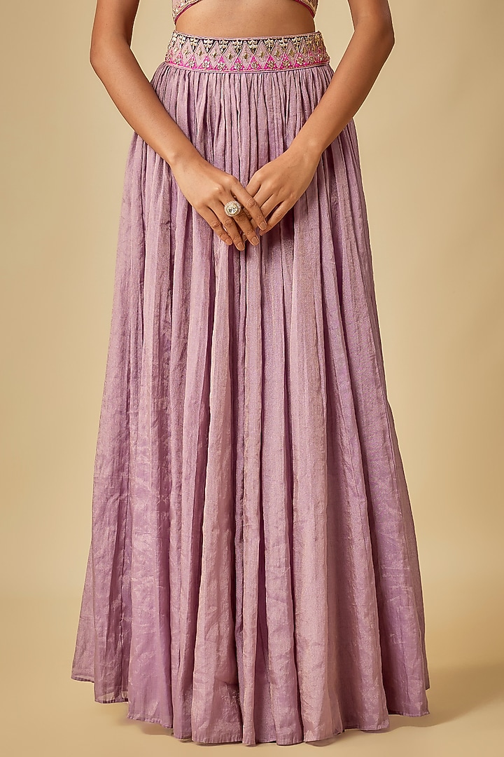 Lilac Banarasi Tissue Silk Skirt Set by Punit Balana at Pernia's Pop Up Shop