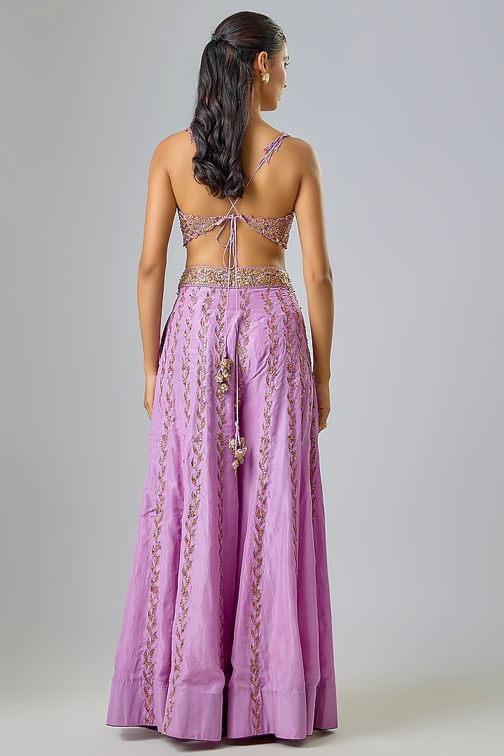 Lilac Silk Organza Resham Embroidered Cape Set by Punit Balana at Pernia's Pop Up Shop