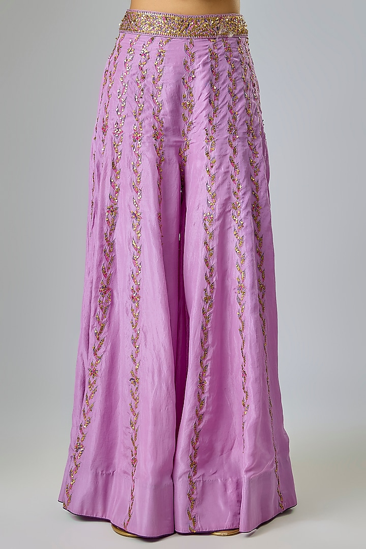 Lilac Silk Organza Resham Embroidered Cape Set by Punit Balana at Pernia's Pop Up Shop