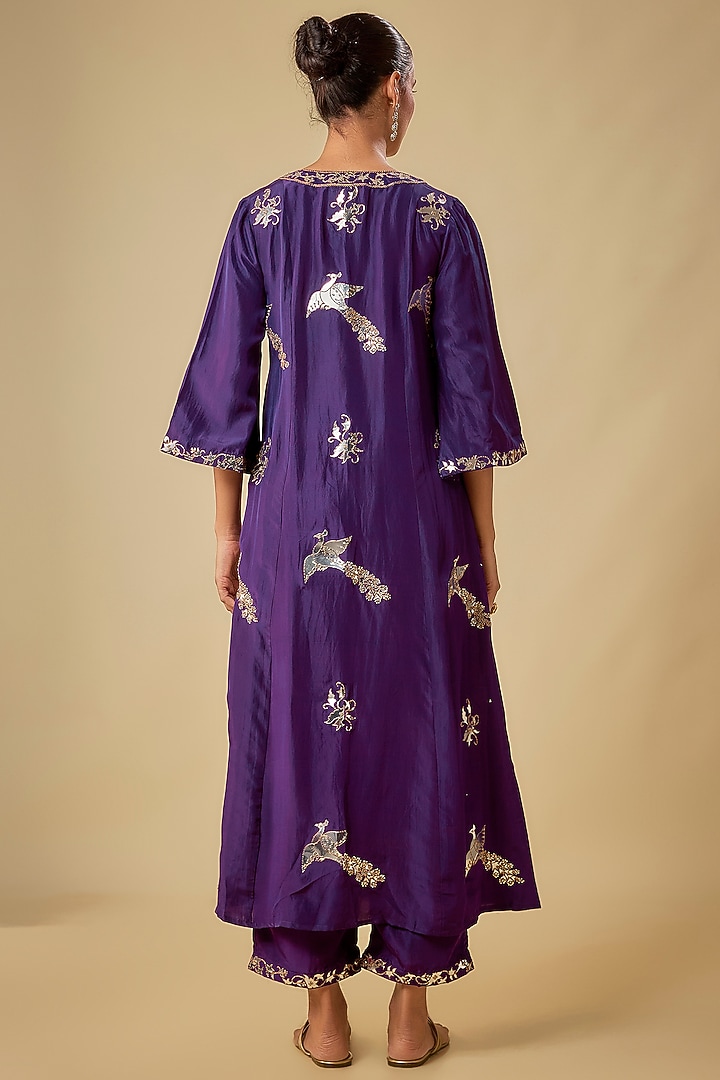 Baigani Silk Patra Work Kurta Set by Punit Balana at Pernia's Pop Up Shop