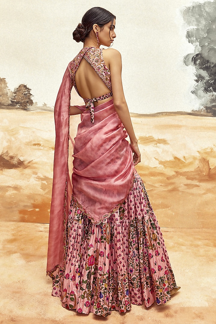 Dusky Pink Chanderi Silk Gharara Set by Punit Balana at Pernia's Pop Up Shop