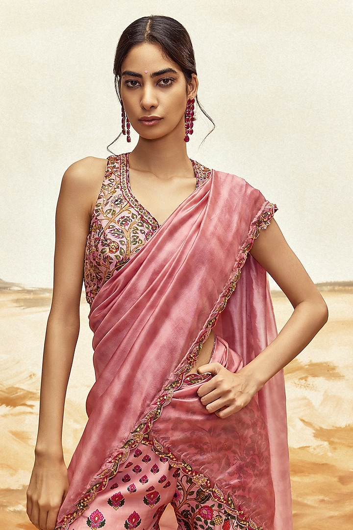Dusky Pink Chanderi Silk Gharara Set by Punit Balana at Pernia's Pop Up Shop