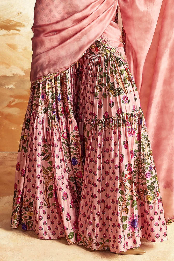 Dusky Pink Chanderi Silk Gharara Set by Punit Balana at Pernia's Pop Up Shop