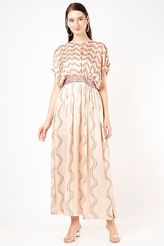 Blush Pink Bandhani Printed Dress by Punit Balana