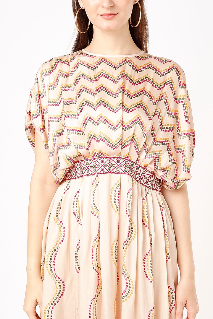 Blush Pink Bandhani Printed Vacation Dress by Punit Balana at Pernia's Pop Up Shop