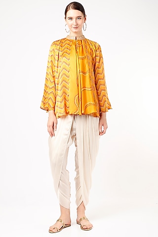 Mustard Printed Top by Punit Balana