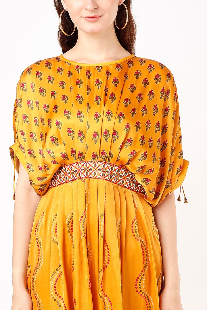 Mustard Printed Vacation Dress by Punit Balana at Pernia's Pop Up Shop