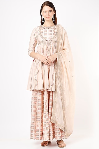 Blush Pink Printed Anarkali Set by Punit Balana