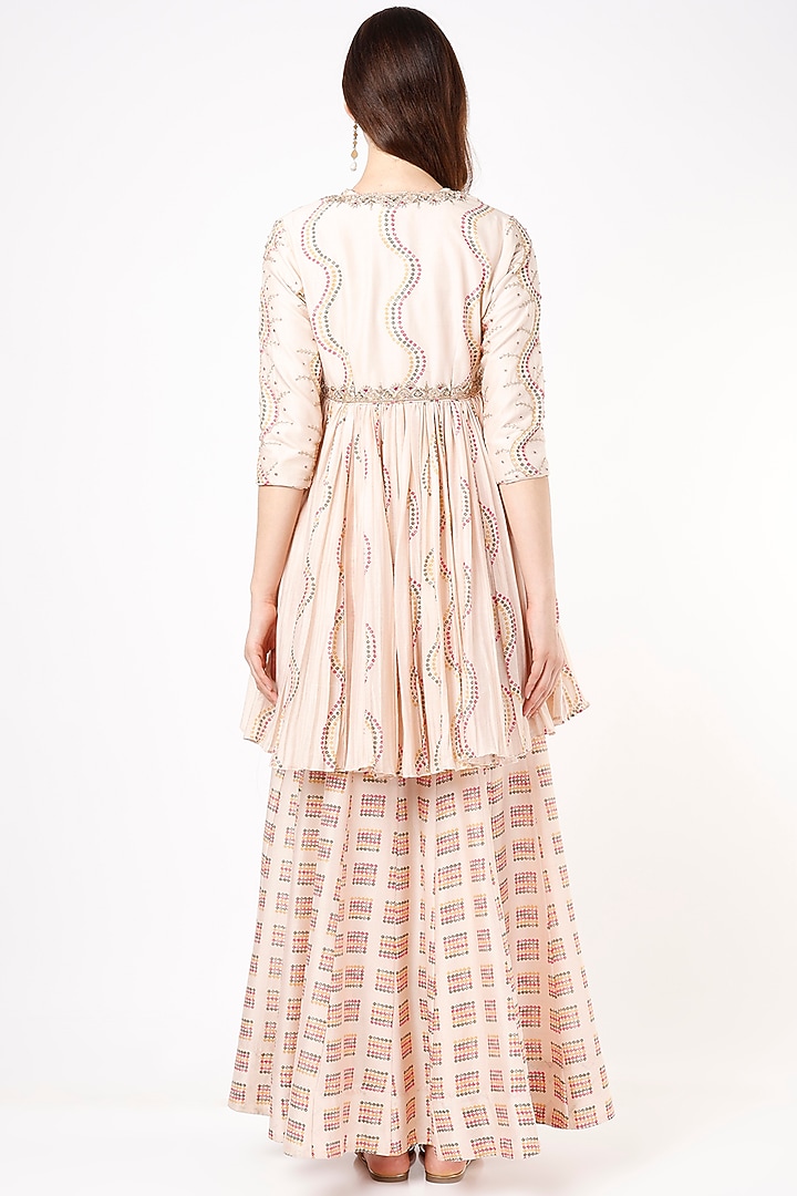 Blush Pink Printed Wedding Anarkali Set by Punit Balana at Pernia's Pop Up Shop