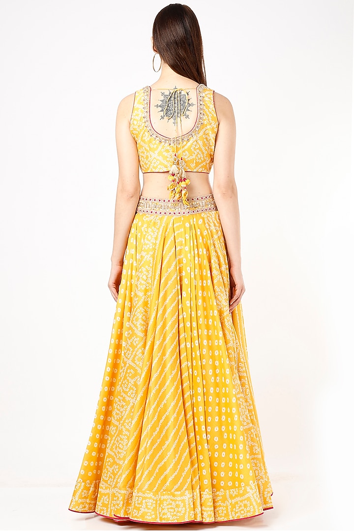 Mustard Printed Wedding Lehenga Set by Punit Balana at Pernia's Pop Up Shop