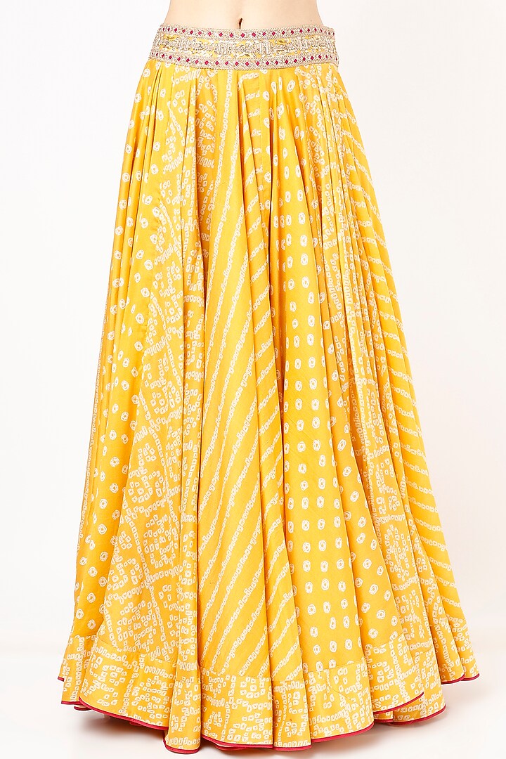 Mustard Printed Wedding Lehenga Set by Punit Balana at Pernia's Pop Up Shop
