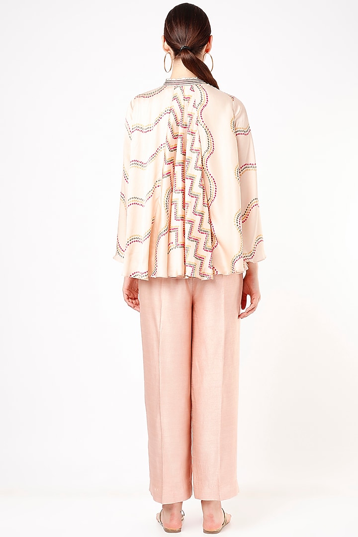 Blush Pink Embroidered & Printed Top by Punit Balana at Pernia's Pop Up Shop