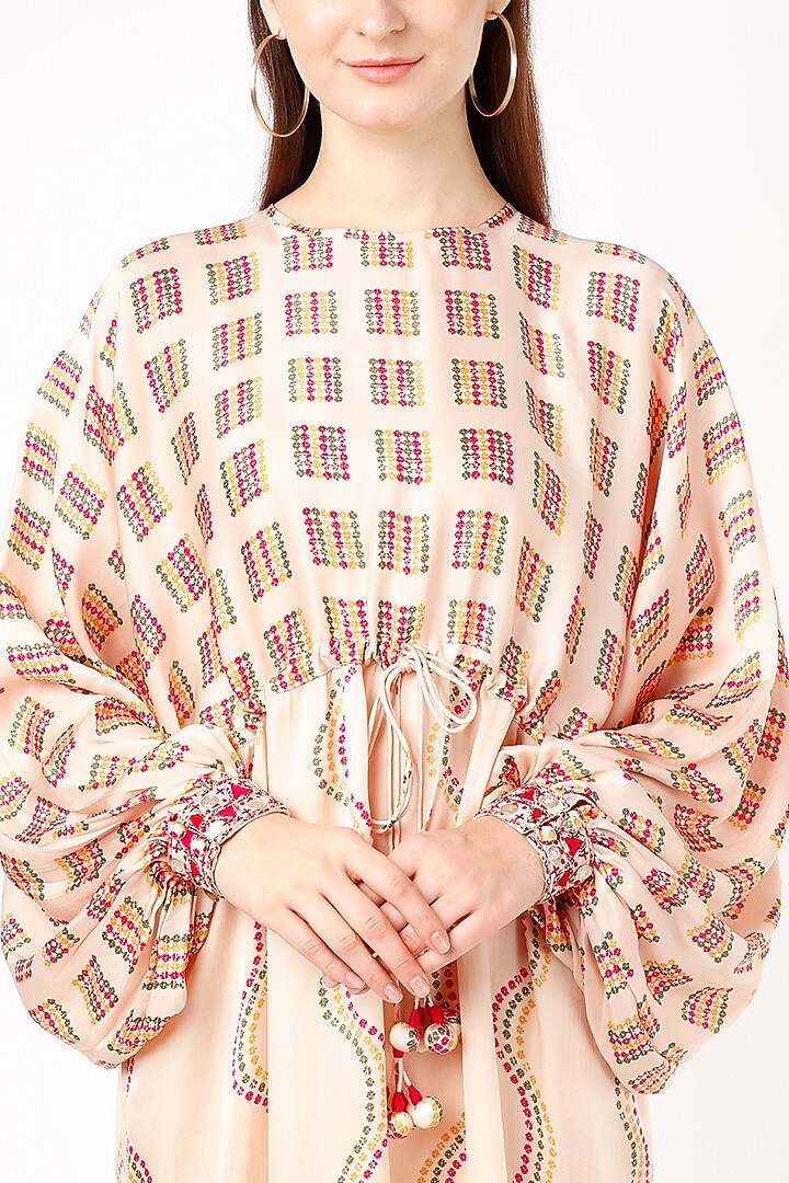 Blush Pink Printed String Summer Dress by Punit Balana at Pernia's Pop Up Shop