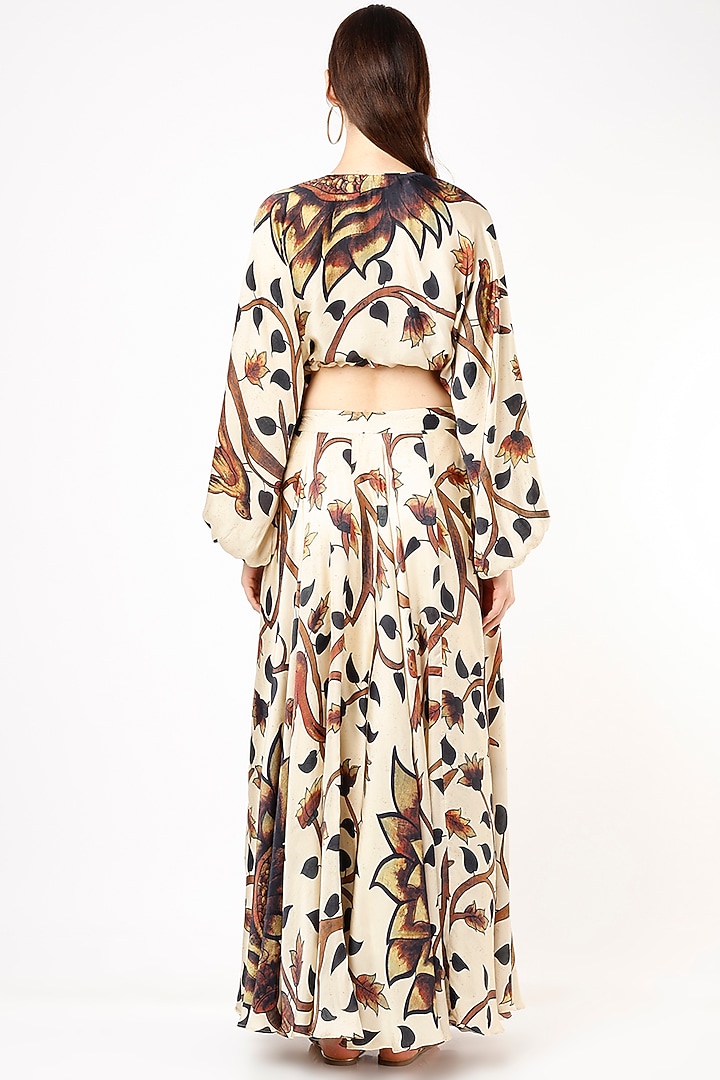 Beige Printed Skirt Set by Punit Balana at Pernia's Pop Up Shop