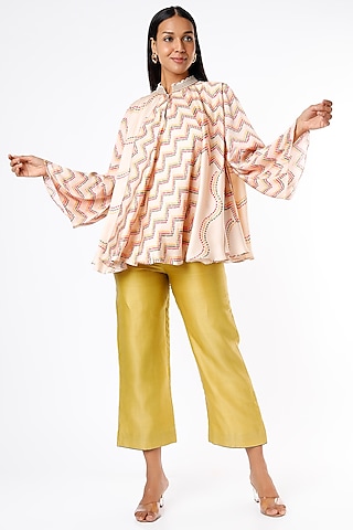 Blush Pink Bandhani Printed Top by Punit Balana