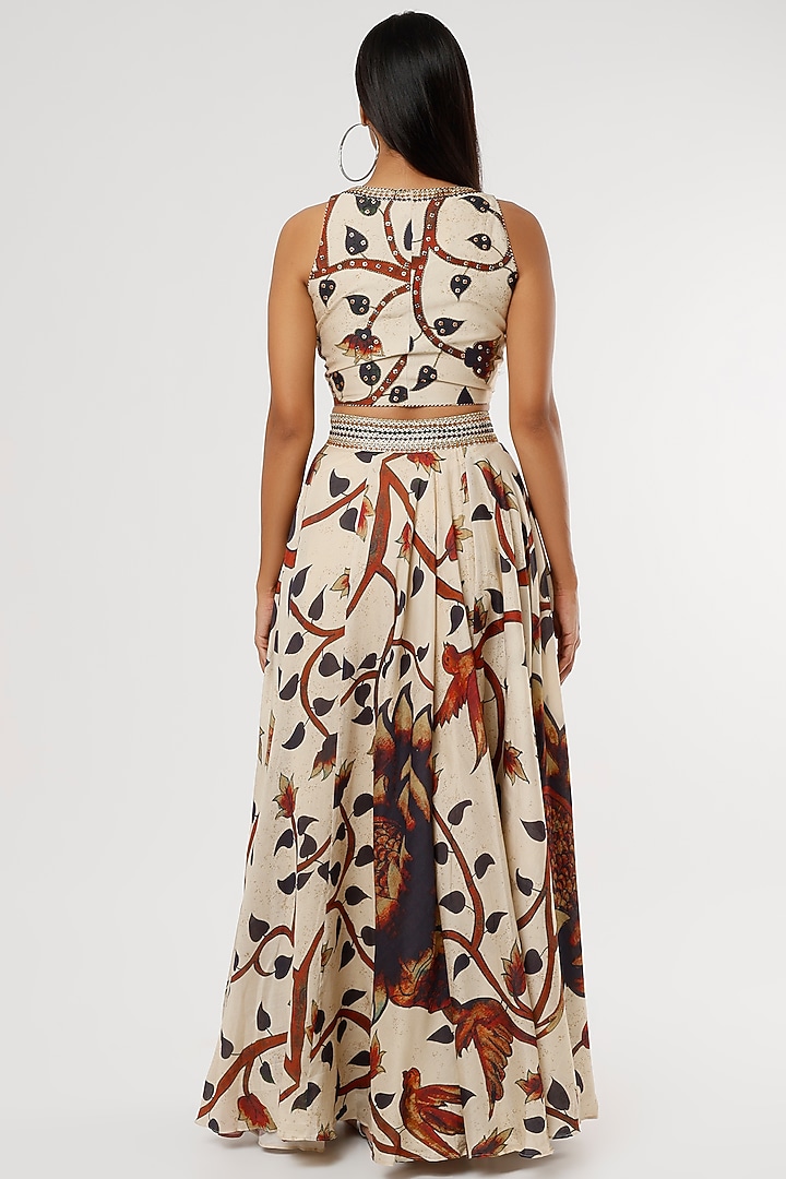 Beige Printed Wedding Lehenga Set by Punit Balana at Pernia's Pop Up Shop
