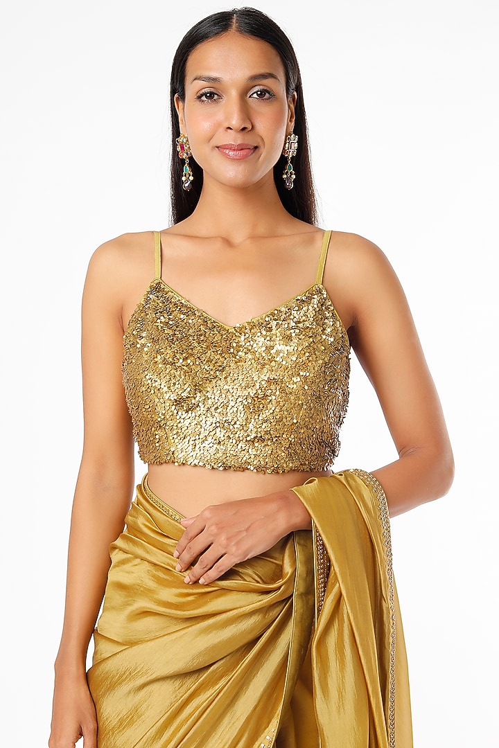 Dry Heena Green Wedding Saree Set by Punit Balana at Pernia's Pop Up Shop