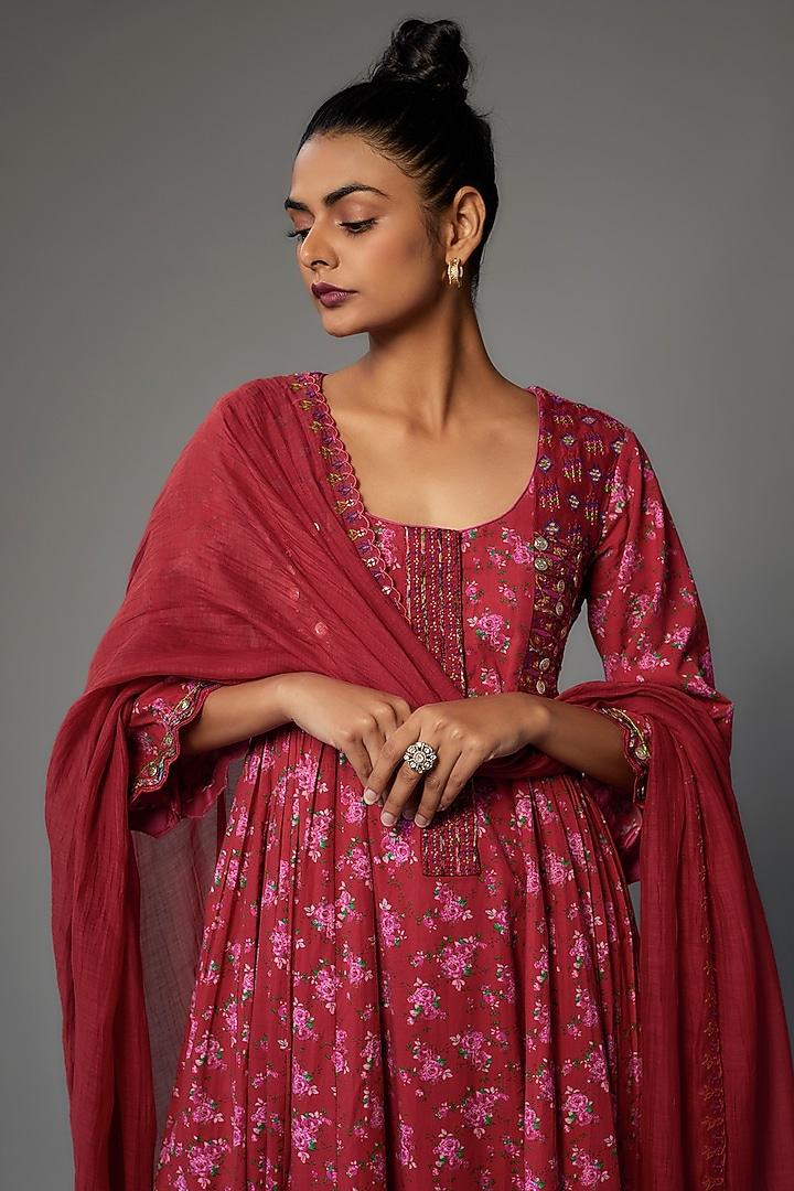 Red Cotton Kurta Set by Punit Balana at Pernia's Pop Up Shop