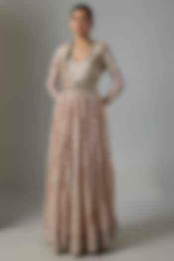 Buttercup Chanderi Silk Resham Embroidered Wedding Anarkali Set by Punit Balana at Pernia's Pop Up Shop