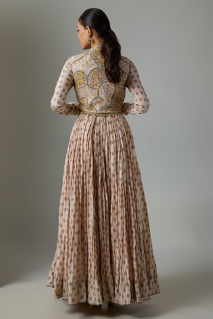 Buttercup Chanderi Silk Resham Embroidered Wedding Anarkali Set by Punit Balana at Pernia's Pop Up Shop