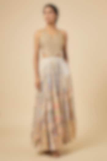 Buttercup Satin Silk Printed Maxi Cocktail Dress by Punit Balana at Pernia's Pop Up Shop