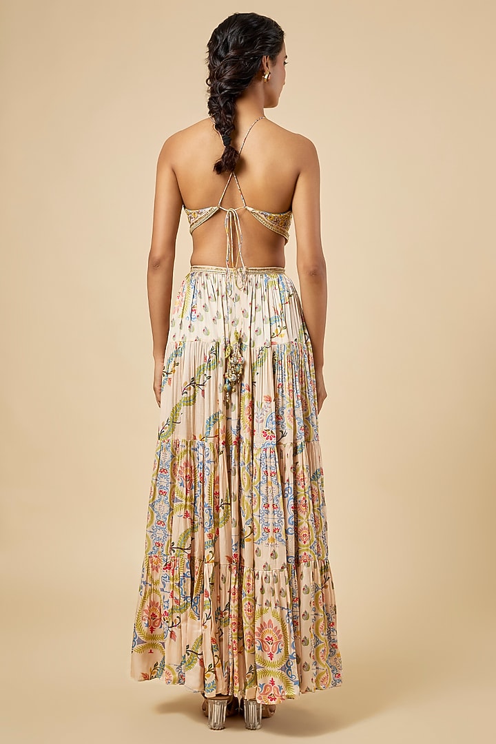 Buttercup Satin Silk Printed Maxi Cocktail Dress by Punit Balana at Pernia's Pop Up Shop