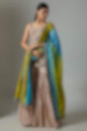 Buttercup Silk Chanderi Gota Marodi Wedding Sharara Set by Punit Balana at Pernia's Pop Up Shop