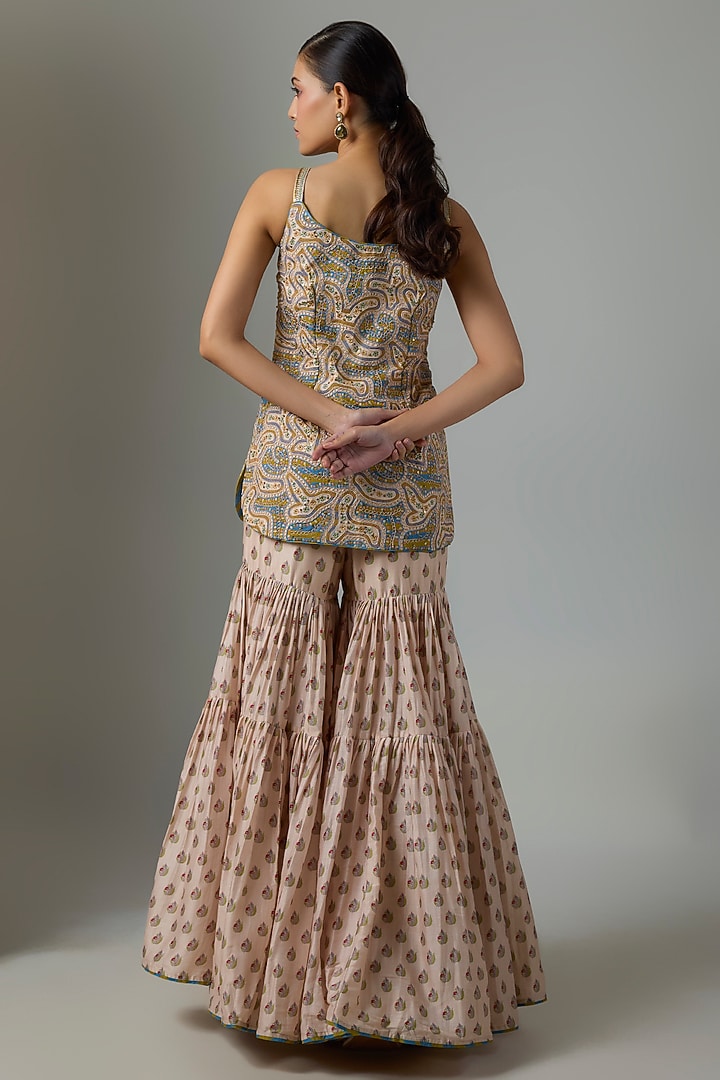 Buttercup Silk Chanderi Gota Marodi Wedding Sharara Set by Punit Balana at Pernia's Pop Up Shop