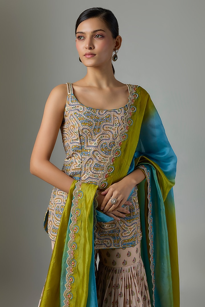 Buttercup Silk Chanderi Gota Marodi Wedding Sharara Set by Punit Balana at Pernia's Pop Up Shop