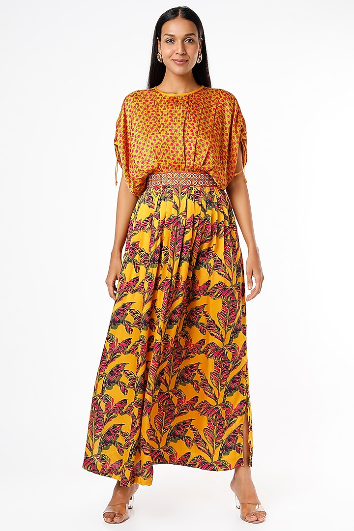 Mustard Printed Dress by Punit Balana at Pernia's Pop Up Shop