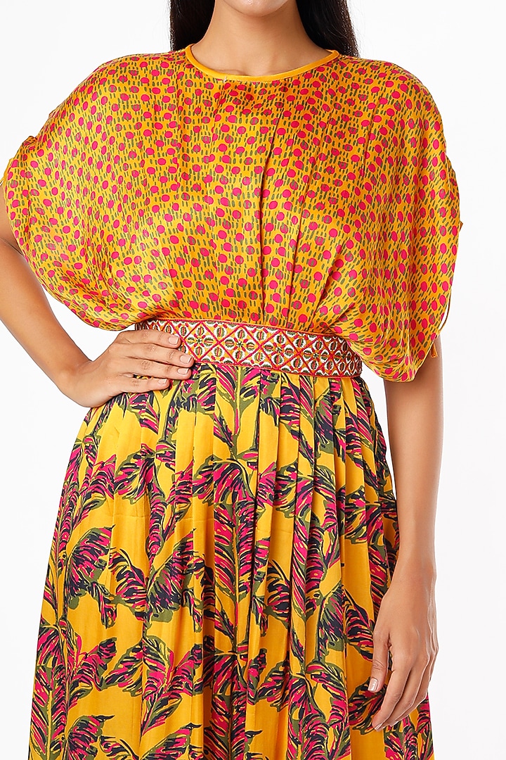 Mustard Printed Vacation Dress by Punit Balana at Pernia's Pop Up Shop