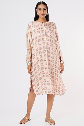 Blush Pink Bandhani Printed Dress by Punit Balana