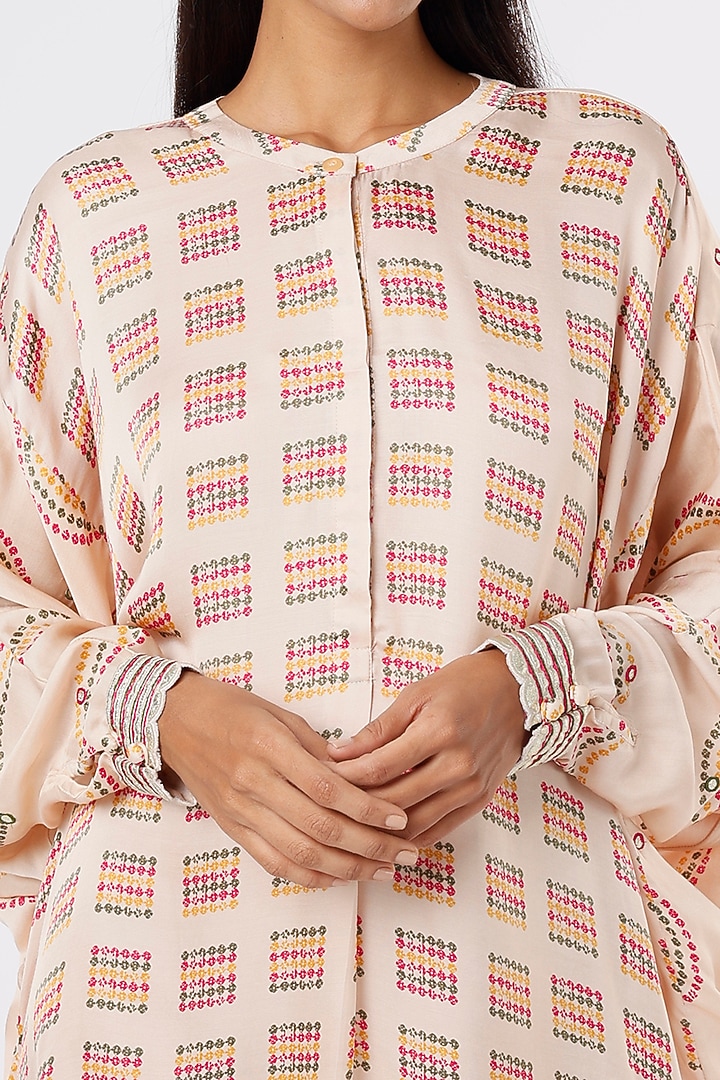 Blush Pink Bandhani Printed Summer Dress by Punit Balana at Pernia's Pop Up Shop