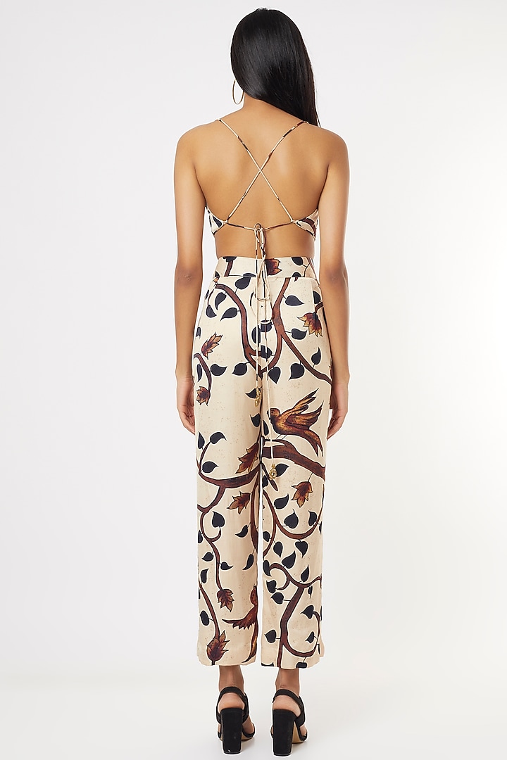 Beige Kalamkari Printed Pant Set by Punit Balana at Pernia's Pop Up Shop