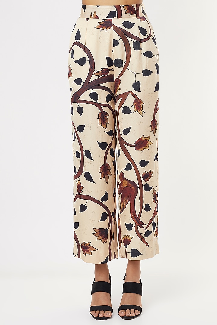 Beige Kalamkari Printed Pant Set by Punit Balana at Pernia's Pop Up Shop