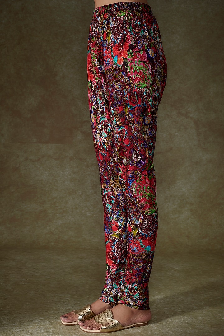 Red Silk & Organza Silk Hand Embroidered Angrakha Set by Punit Balana at Pernia's Pop Up Shop