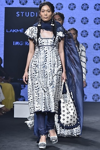 Ivory Printed & Embroidered Kurta Set by Punit Balana
