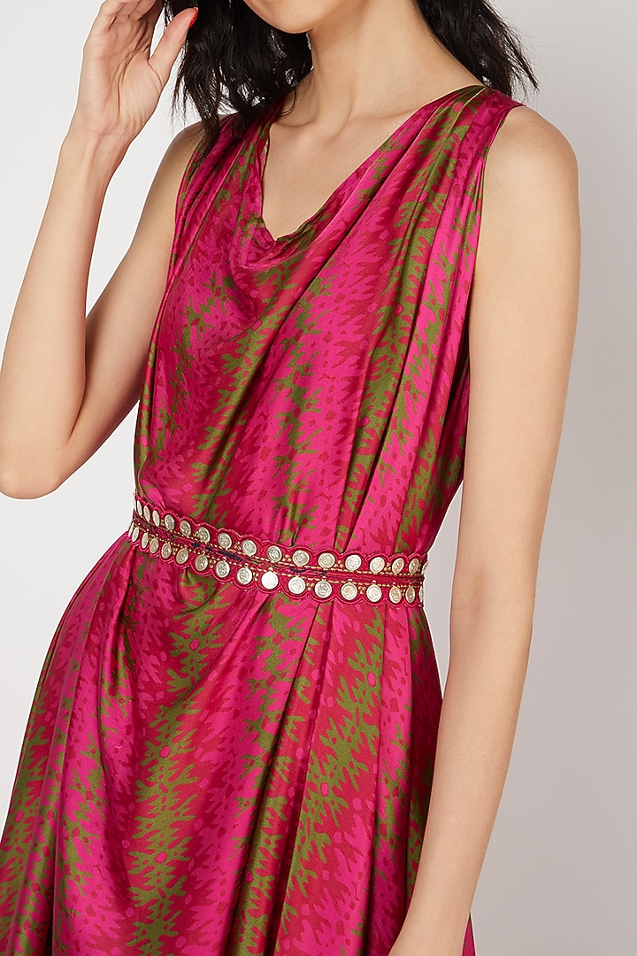 Red Printed & Embellished Vacation Dress by Punit Balana at Pernia's Pop Up Shop