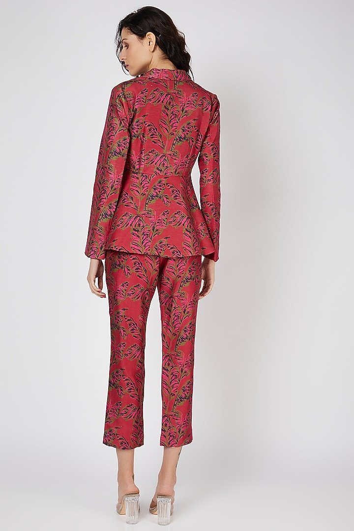 Red Printed Pant Set by Punit Balana at Pernia's Pop Up Shop
