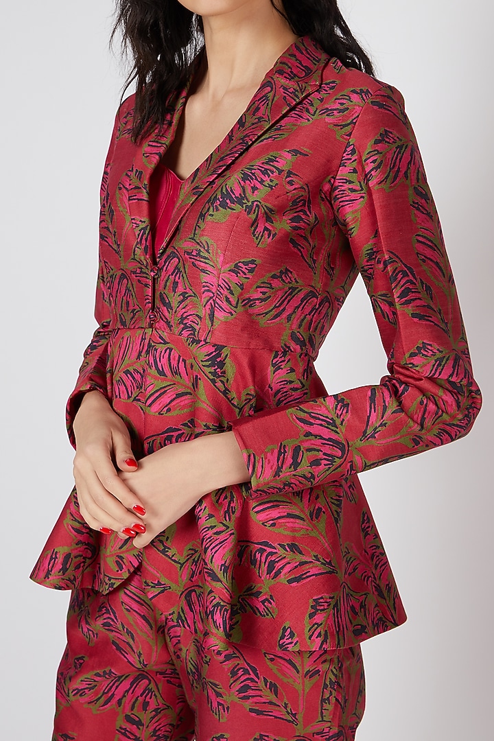 Red Printed Pant Set by Punit Balana at Pernia's Pop Up Shop