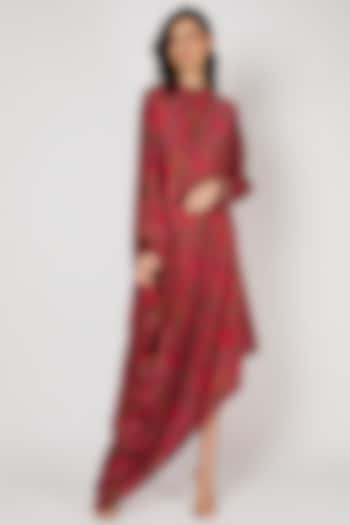 Red Printed Dress by Punit Balana