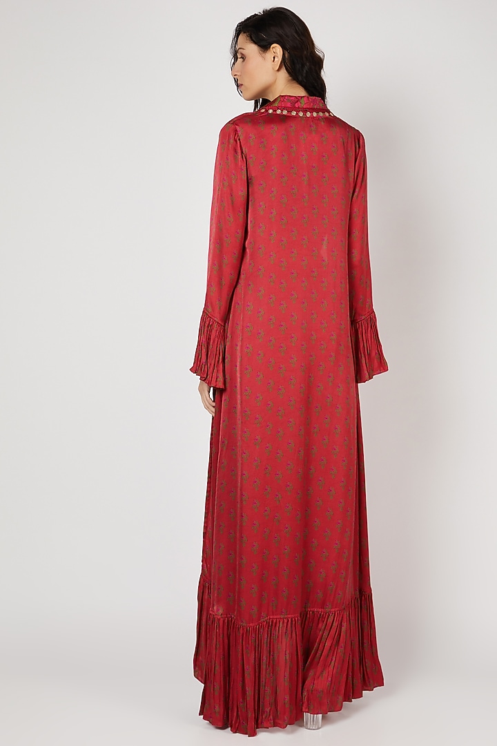 Red Printed Dhoti Set by Punit Balana at Pernia's Pop Up Shop