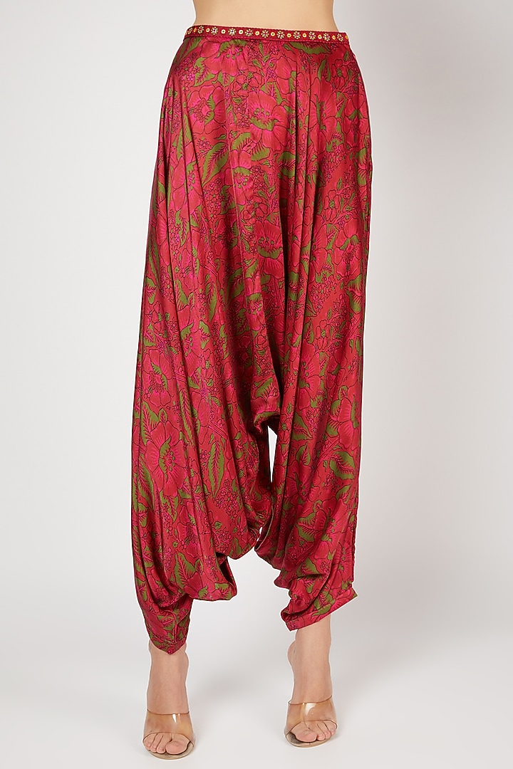 Red Printed Dhoti Set by Punit Balana at Pernia's Pop Up Shop