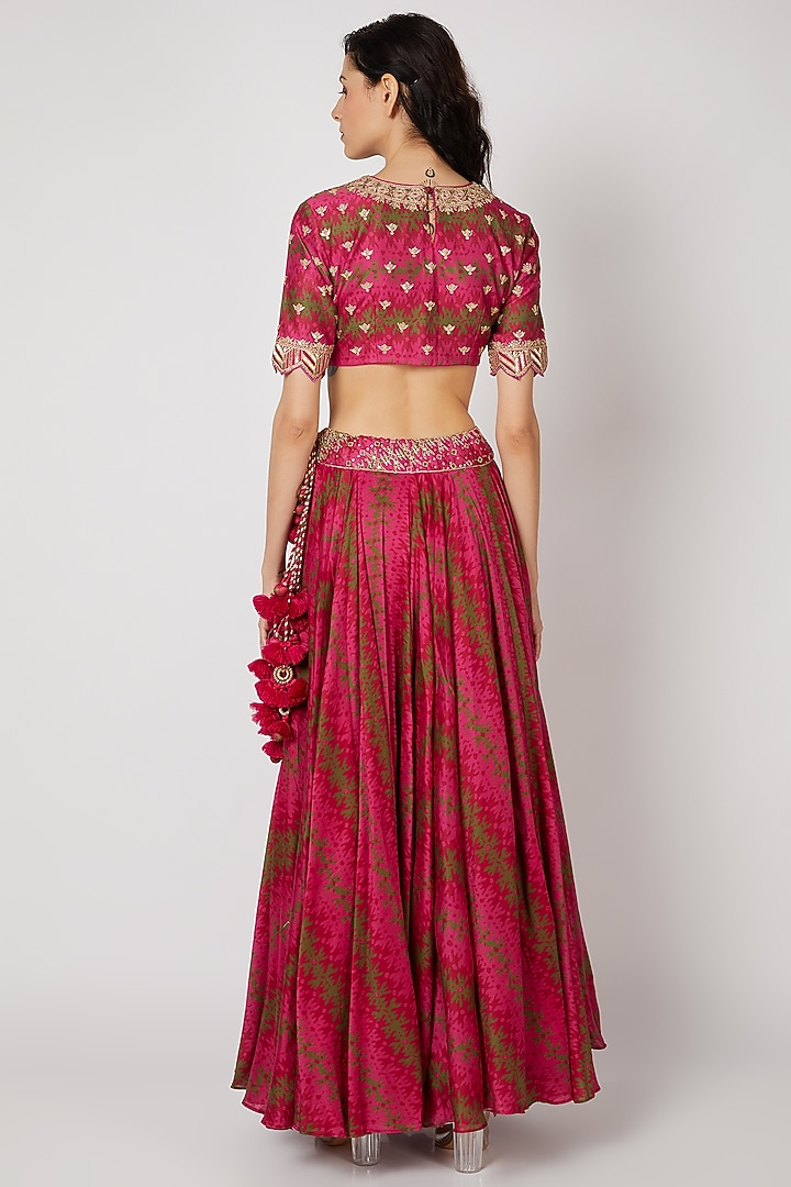 Red Printed Wedding Lehenga Set by Punit Balana at Pernia's Pop Up Shop