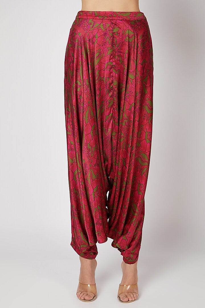 Red Printed Dhoti Pant Set by Punit Balana at Pernia's Pop Up Shop
