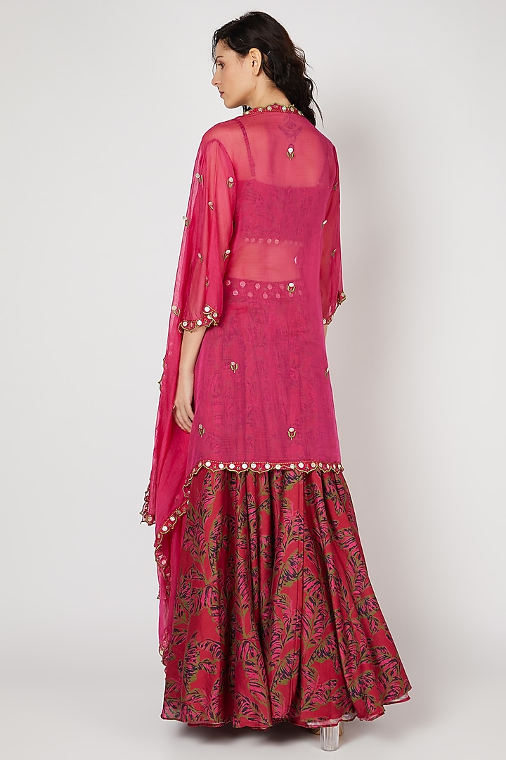 Red Embellished Skirt Set by Punit Balana at Pernia's Pop Up Shop