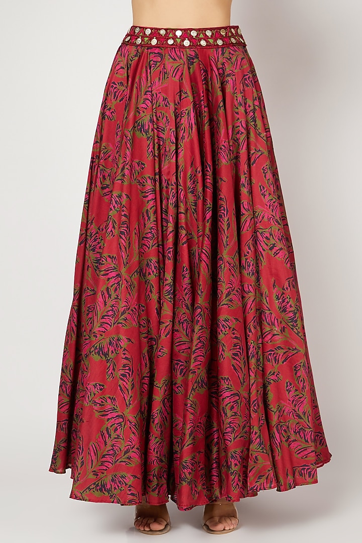 Red Embellished Skirt Set by Punit Balana at Pernia's Pop Up Shop