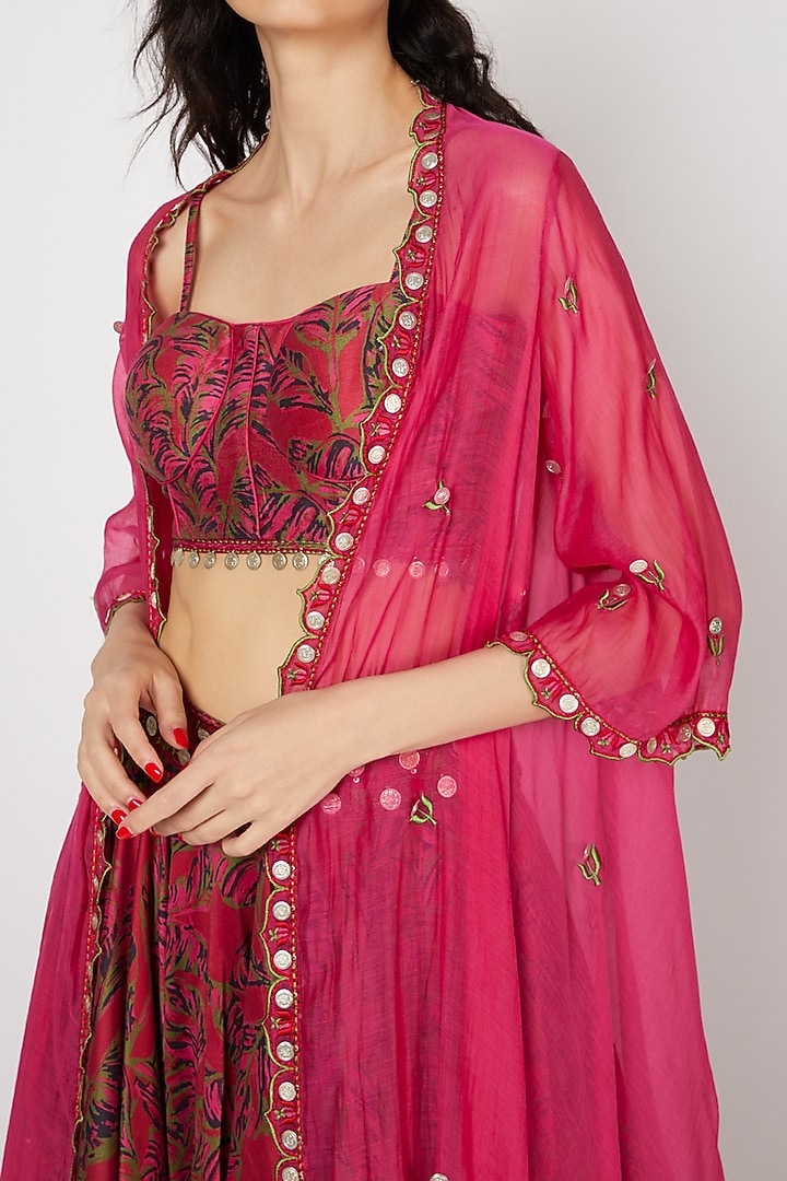 Red Embellished Skirt Set by Punit Balana at Pernia's Pop Up Shop